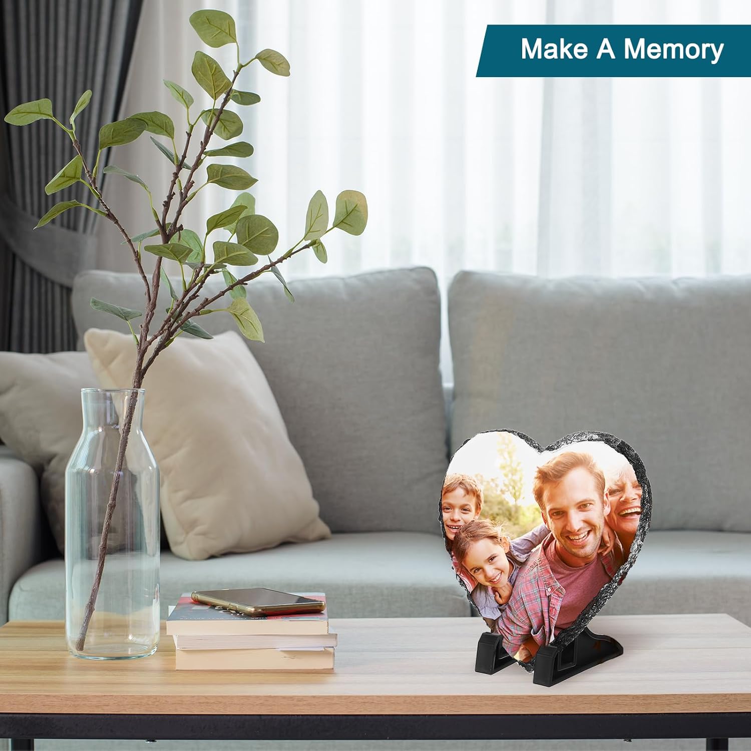 PATIKIL Sublimation Slate Blanks, 6 Pcs Heart Stone Sublimation Photo Frame Heat Press Sublimation Plaque for Making Memorial for A Friend, Dog, Personalized Gift, White, 6 x 6