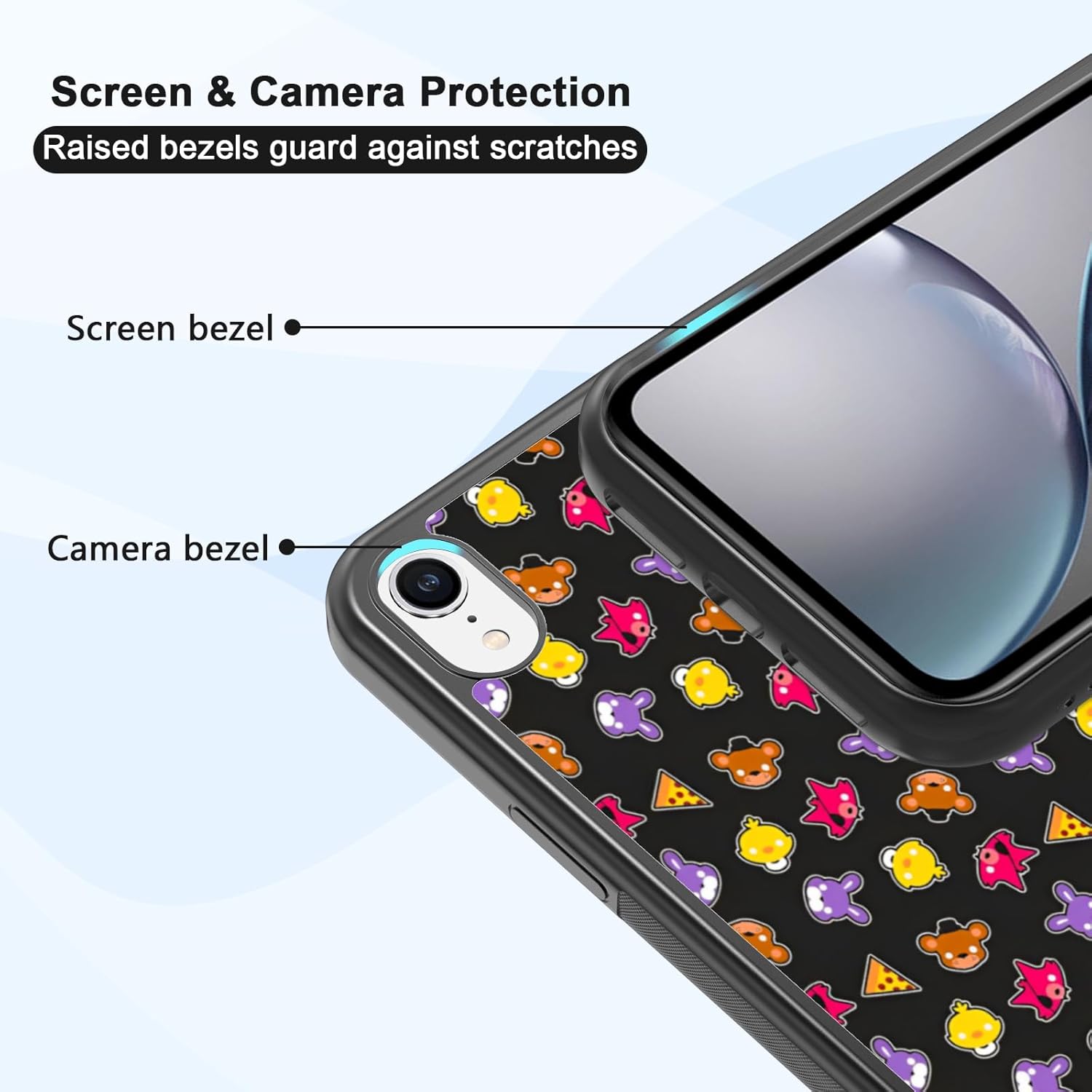 Cute Cartoon Bear and Foxy Phone Case Fit for iPhone Xr, TPU Shockproof Protective iPhone Case FNAF Five Nights Phone Cover Gift for Boy Girl Men Women - Image 2