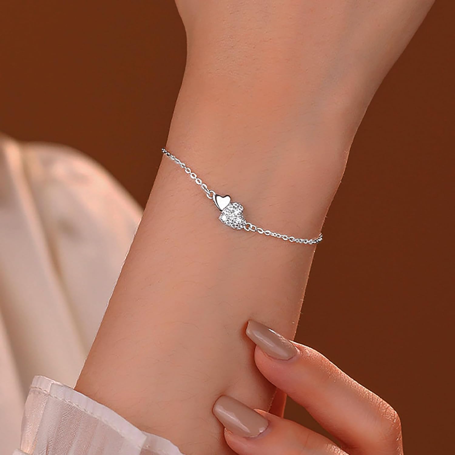 LOVECOM 14K Gold Plated Jewish Star of David Bracelet for Women 925 Sterling Silver Stars Cubic Zirconia Link Charm Chain Bracelet Jewish Jewelry Birthday Gifts for Friend Daughter Mom - Image 2