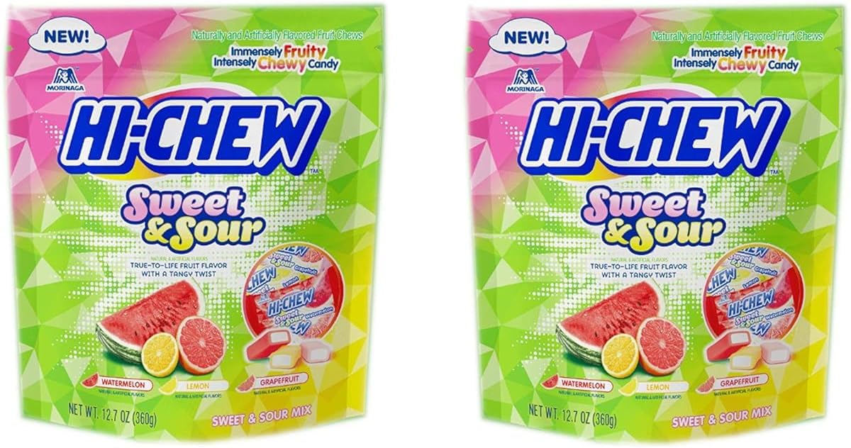 2 Packs, Hi Chew Sensationally Chewy Japanese Fruit Candy, Sours & Sweets, 12.7 Ounce