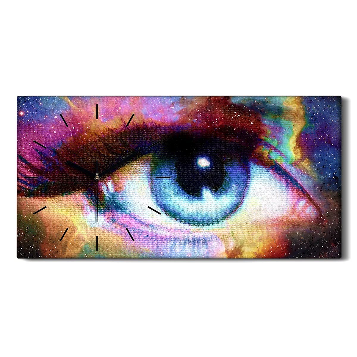 Horloge sur Toile 60x30cm Eye Abstraction Cosmique Décoration Salon