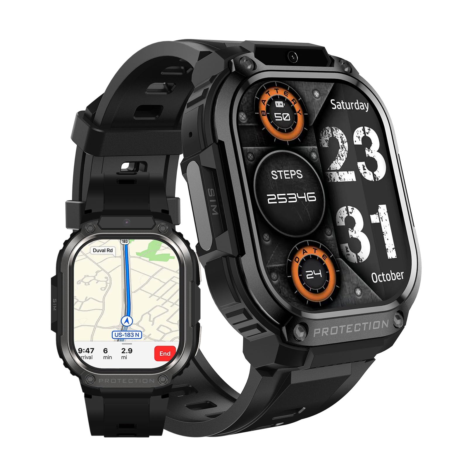 MIDDOW Smart Watch for Men (4G LTE + WiFi + GPS), 2.13" AMOLED Display (Answer/Make Call), 16GB Storage 1000mAh Extra-Large Battery, Fitness Tracker & Health Monitor, Compatible with iOS & Android