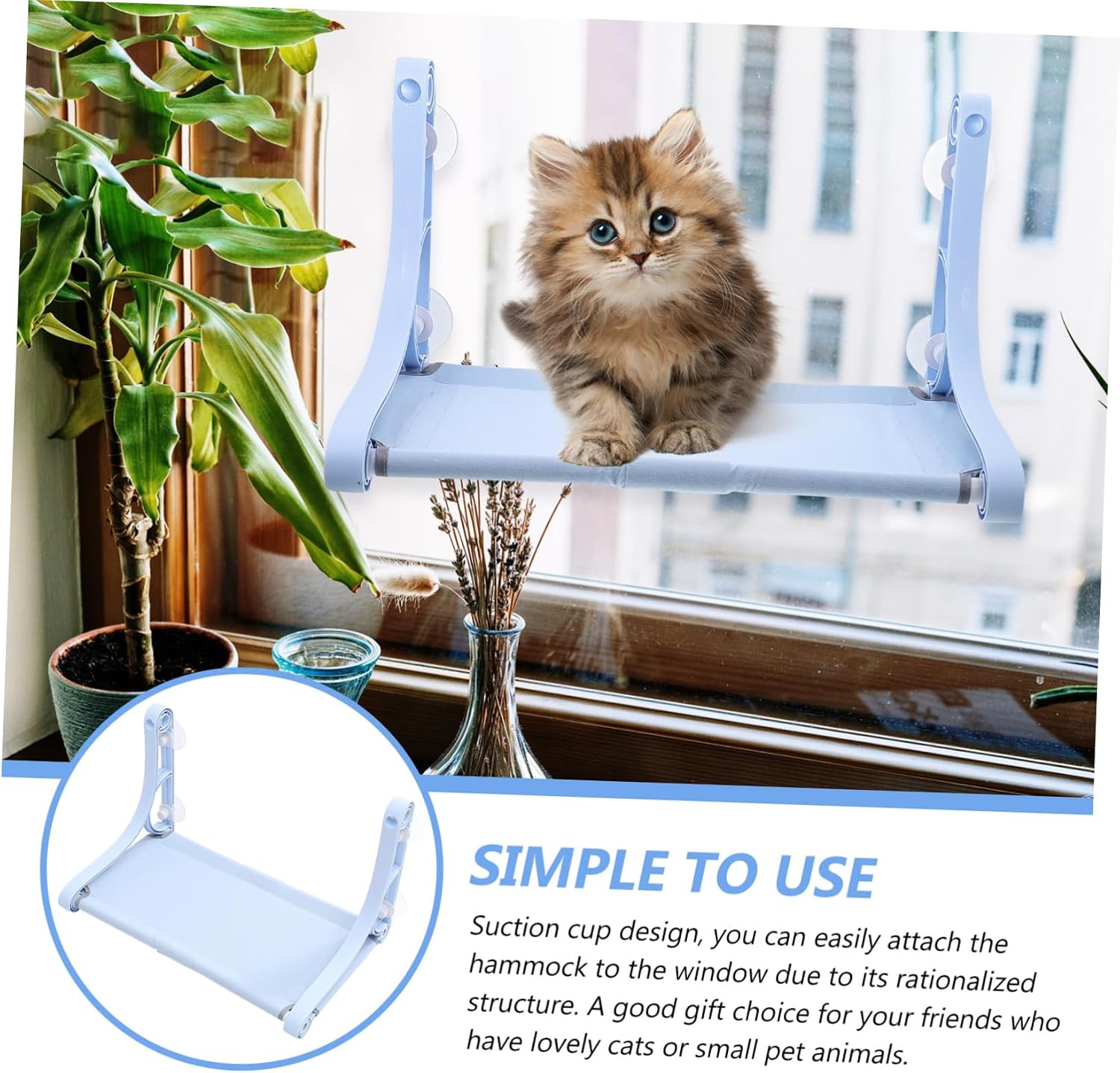 Toyvian Safety Cat Hammock Washable Cover Indoor Cat Perch for Windows for Relaxation and Sleeping for Kittens