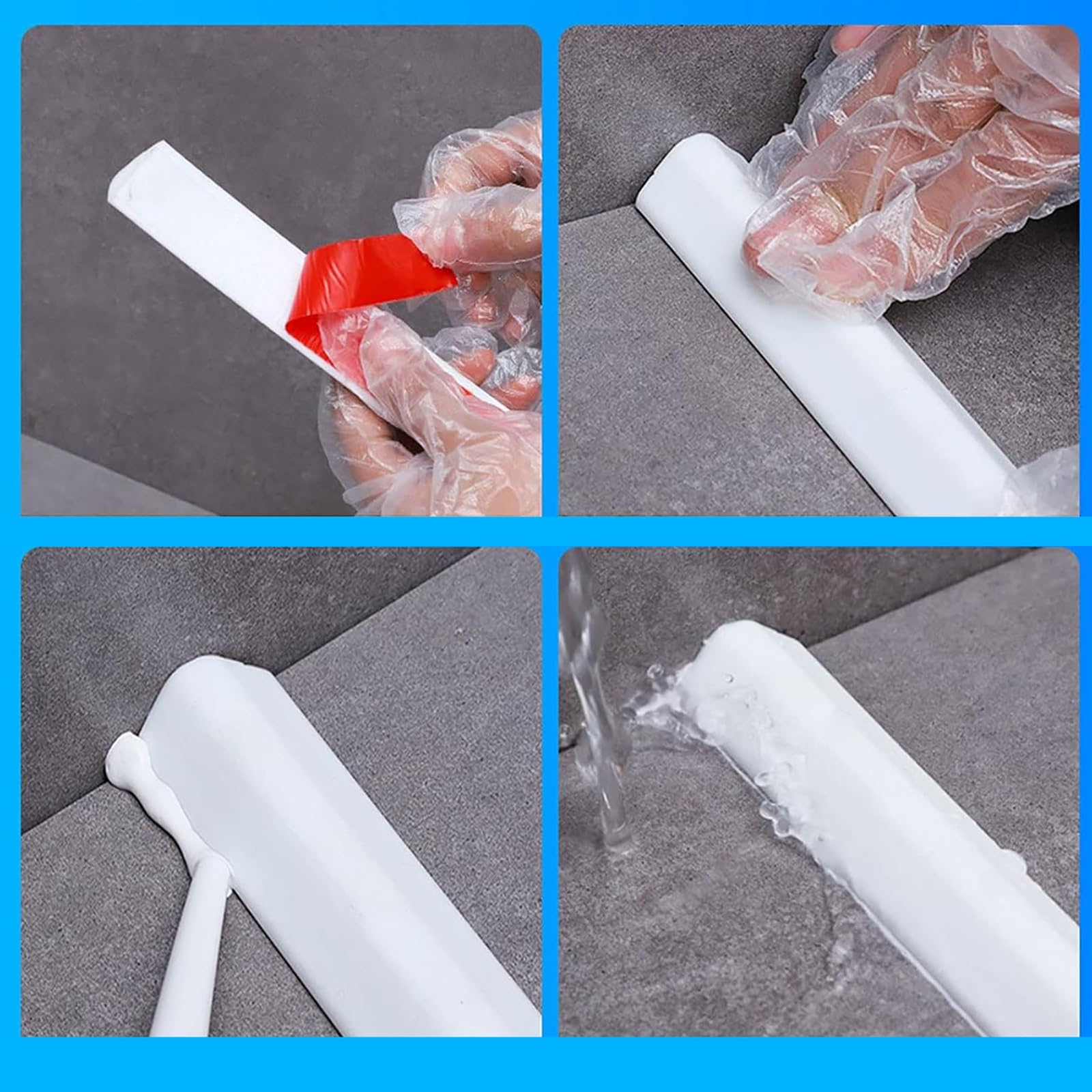 Striscia flessibile di ritenzione dell'acqua per il bagno, Striscia di blocco dell'acqua pieghevole autoadesiva per il bagno, per la diga della striscia d'acqua della barriera della vasca da bagno ( C