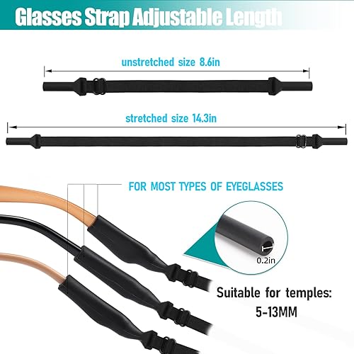 Miniatura 2 de 4PCS Glasses String Holder Strap,Stretchy Fabric No Tail Glasses Neck Lanyard Cord, Adjustable Sports Sunglasses & Eyeglasses Holder Rope Eyewear