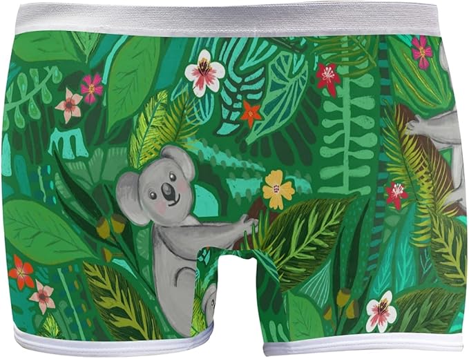 PUXUQU Women's Boyshort Boxers Shorts Cute Koalas Leaves Flowers