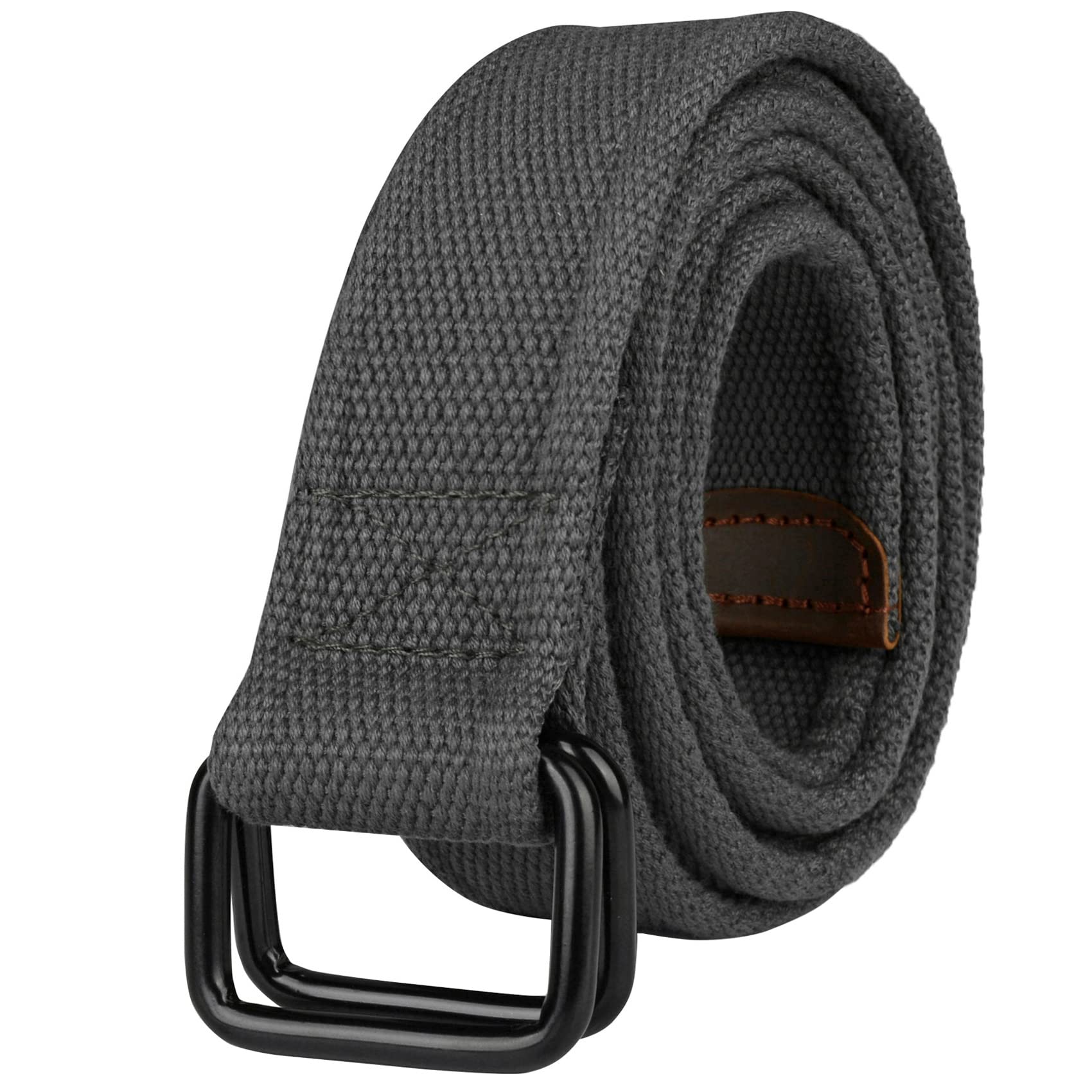 DrizzteMens Canvas Belts Plus Size 110-180cm Double D ring Black Webbing Belt