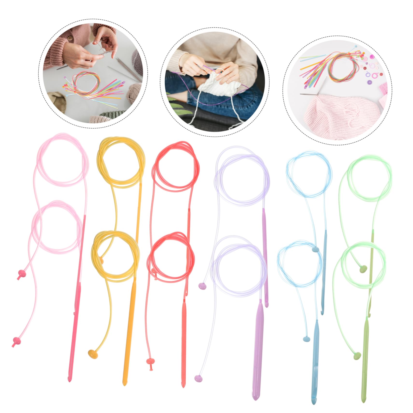 SHINEOFI 5 Juegos Ganchillo De Bucle Cross Stitch Agujas Circulares Kit Para Tejer Ganchillos Crochet Agujas Tejer Aguja De Ganchillo Herramienta Para Tejer Hilo El Plastico 12 Uds * 5