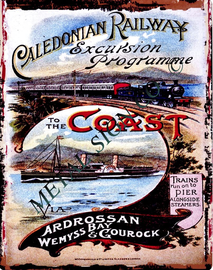 Metal Sign Co Caledonian Railways Advert Metal Wall Sign Retro Vintage Style Large 12X16in 30X40cm Brithish Railways Cafe Pub Games Roon Scottish Rail