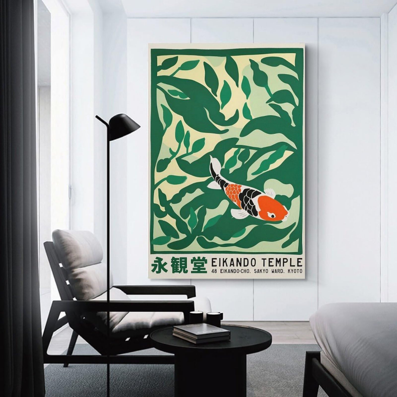 Junmoney Eikando Temple Koi Fish Canvas Art Print, 24x36inch(60x90cm), for Office Decor, Home Working Or Creative Rooms, Wall Art That Adds Style to Work Areas