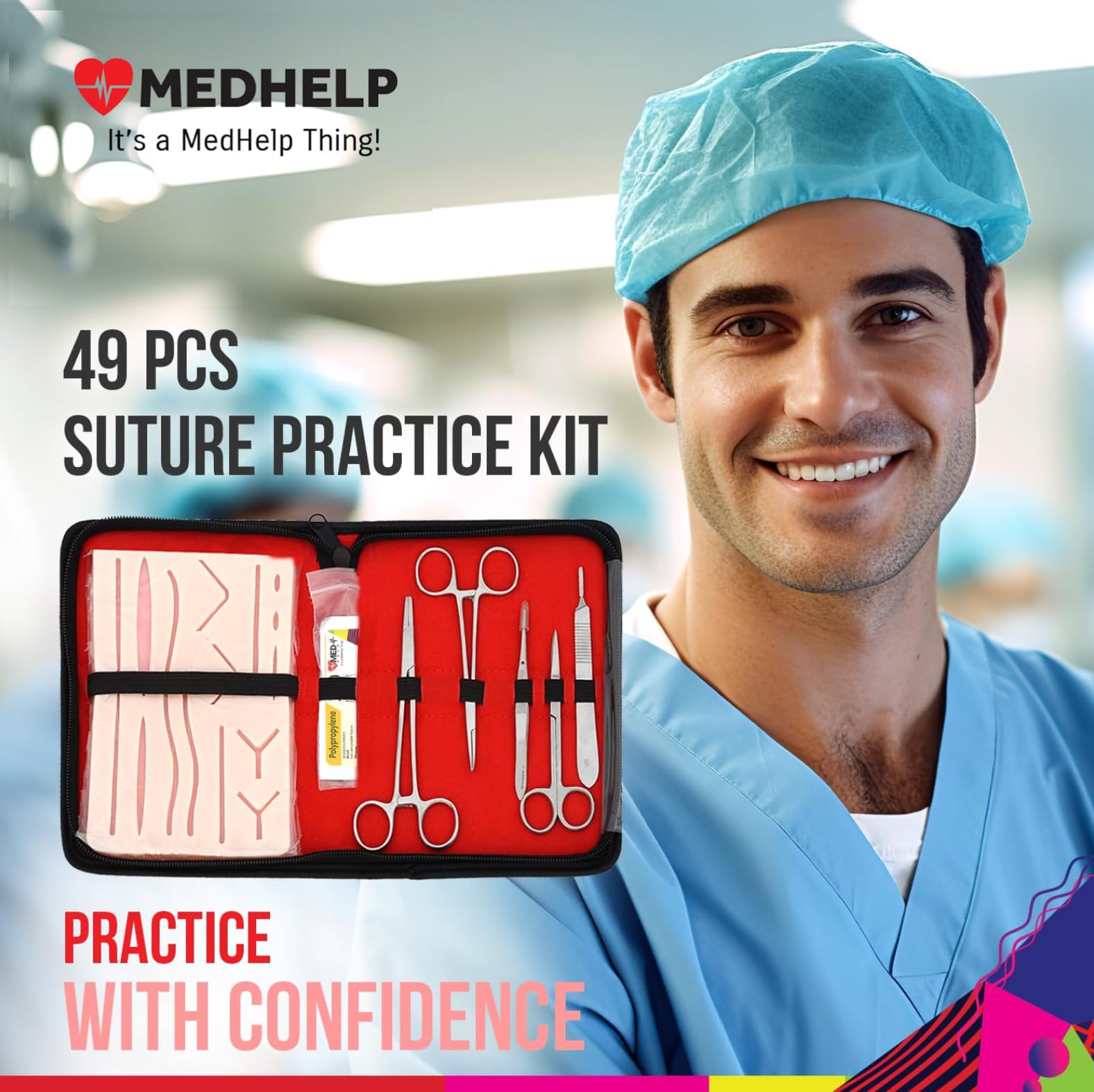 Snapklik.com : MedHelp 49 PCS Suture Practice Kit - Complete Medical ...