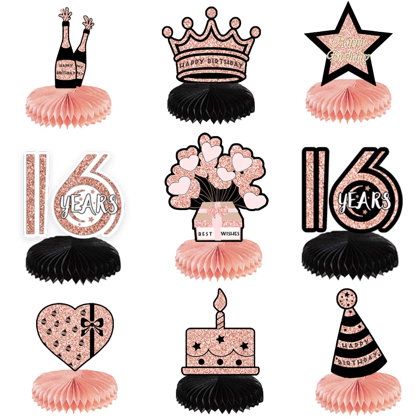 Buy 16th Happy Birthday Centerpieces, 9PCS 16th Birthday
