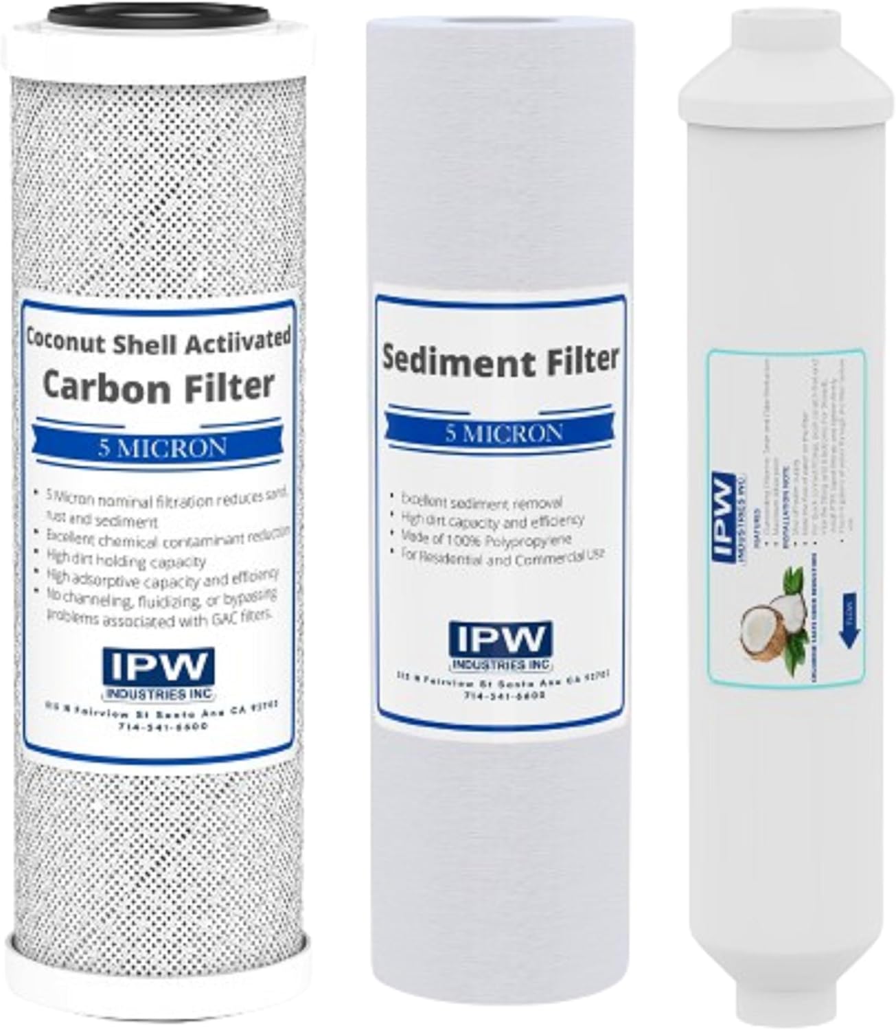 IPW Industries Inc. | PC4 Reverse Osmosis Water Filter Replacement Kit - Carbon Block, Sediment, Inline GAC Cartridges for Effective Water Filtration