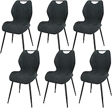 LEWE Dining Chairs Set of 6, Kitchen Chairs Living Room Chair Upholstered Chair with Metal Legs, Makeup Chair with Fabric Backrest, Chairs for Dining Room, Living Room, Kitchen