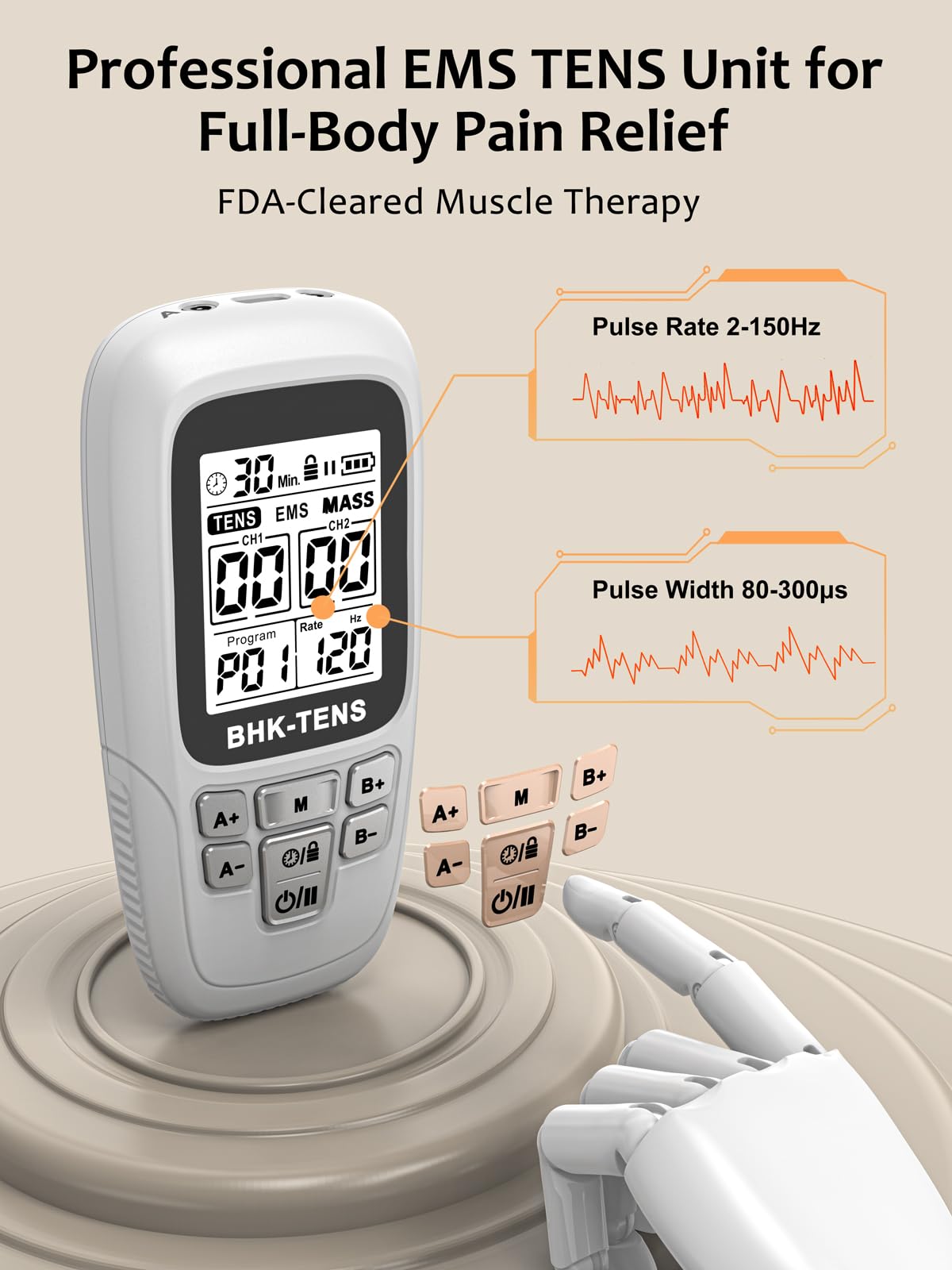 Stimolatore muscolare EMS, per alleviare il dolore alla schiena, mini macchina TENS KR280 bianco (bianco)