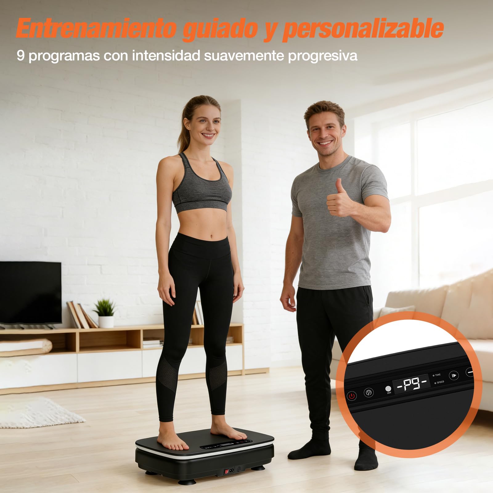 DH FitLife Plataforma Vibratoria Silenciosa y Estable para Casa, 0–99 Niveles, 9 Programas Automáticos, Sin Impacto con Ventosas Antideslizantes, Bluetooth, Bandas y Mando, 150 kg