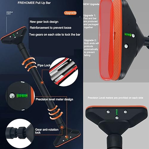 Miniatura 5 de Pull Up Bar for Doorway,Chin Up Bar for Body Workout,Narrow pads,Home Gym Exercise Fitness with Level Meter and Adjustable Width