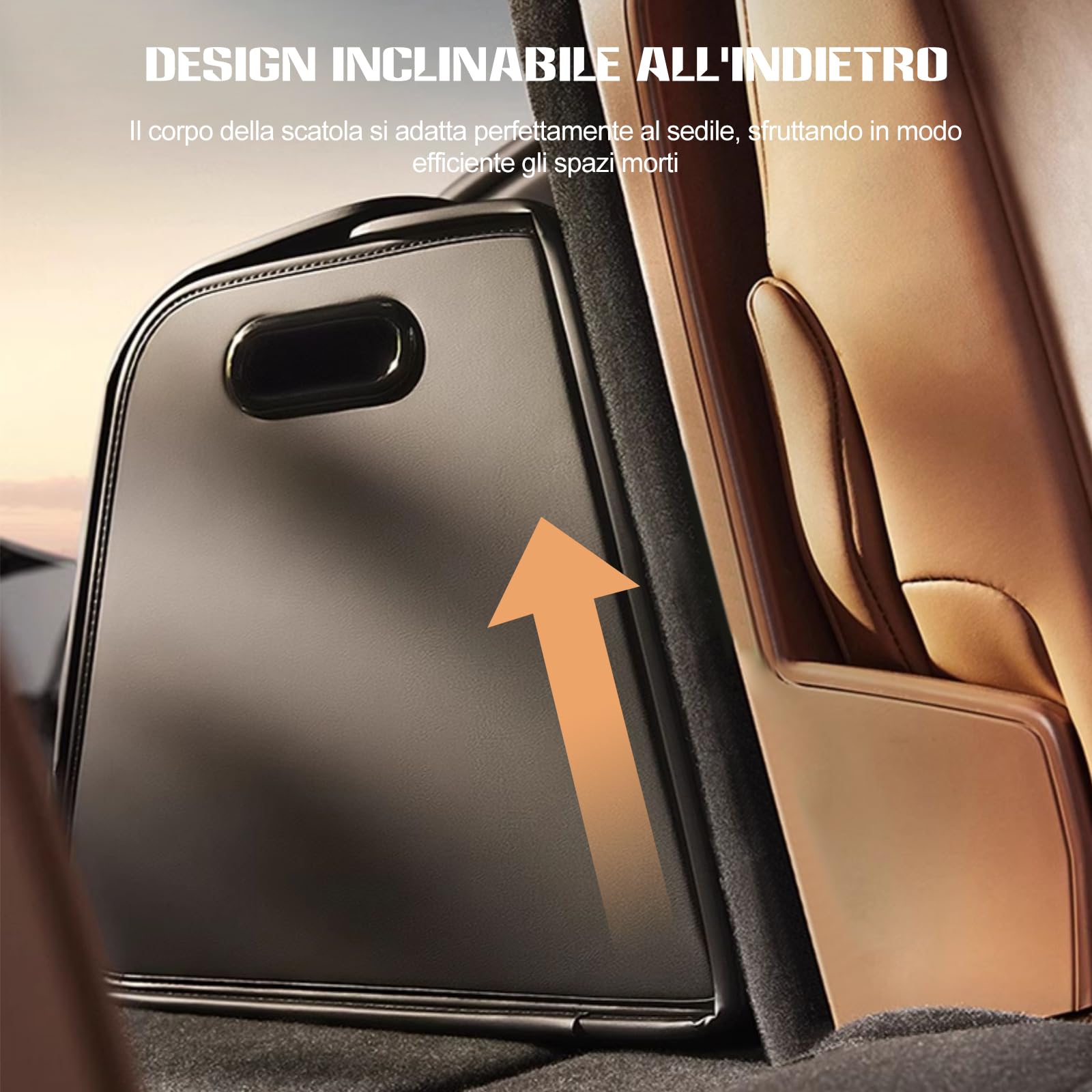 Ergocar Organizer pieghevole per bagagliaio, in pelle, apertura a 180°, scatola multi-scomparto, fondo antiscivolo, accessorio essenziale