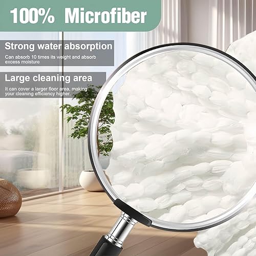 Miniatura 5 de Mango de repuesto para trapeador giratorio, trapeador de limpieza ajustable giratorio de 360, 2 varillas telescópicas de bloqueo reforzado + 3