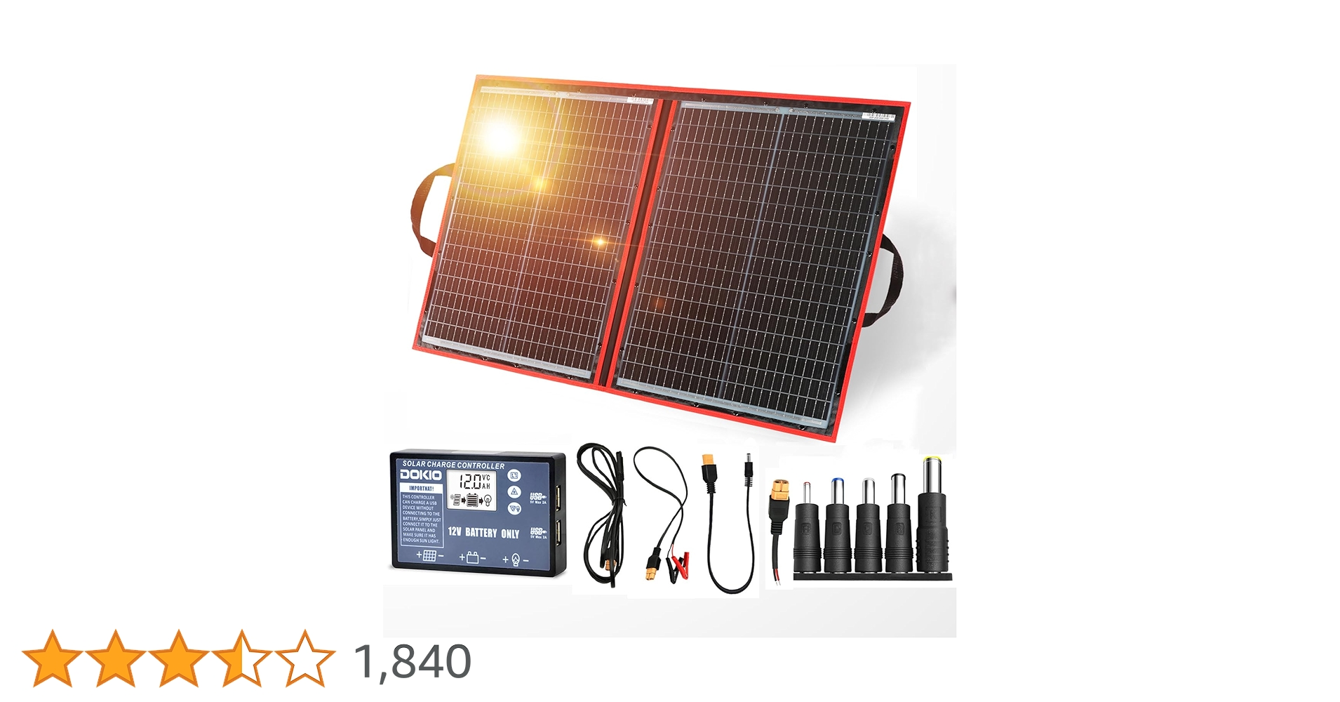 Amazon | DOKIO ソーラーパネル 100w 折りたたみ セット18v 単