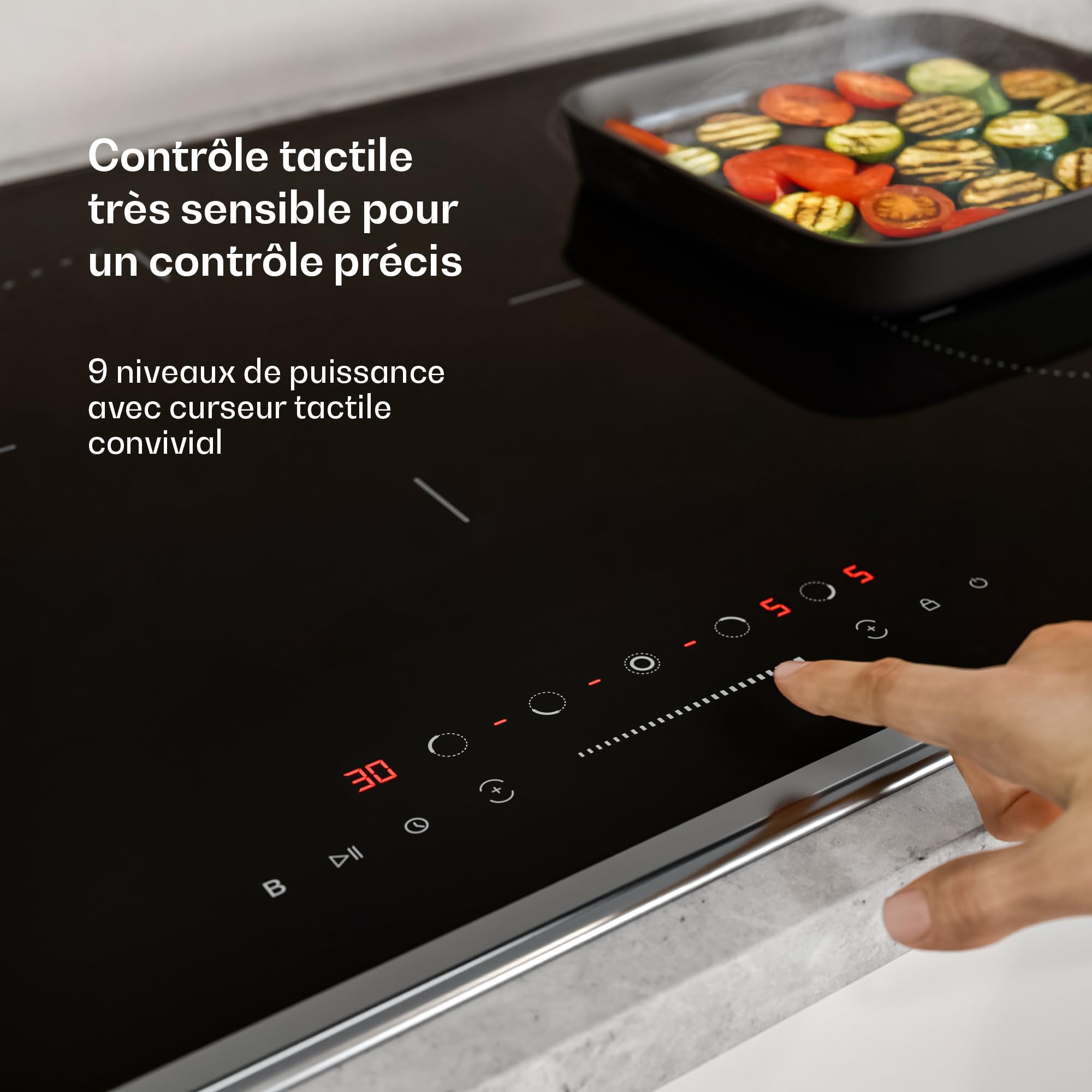 Klarstein Verosteel Plaque Induction - 5 Zones Induction, 12200W Boost, Curseur Tactile, Minuterie, Verrouillage Enfant, Verre Noir 90cm - Plaque Encastrable