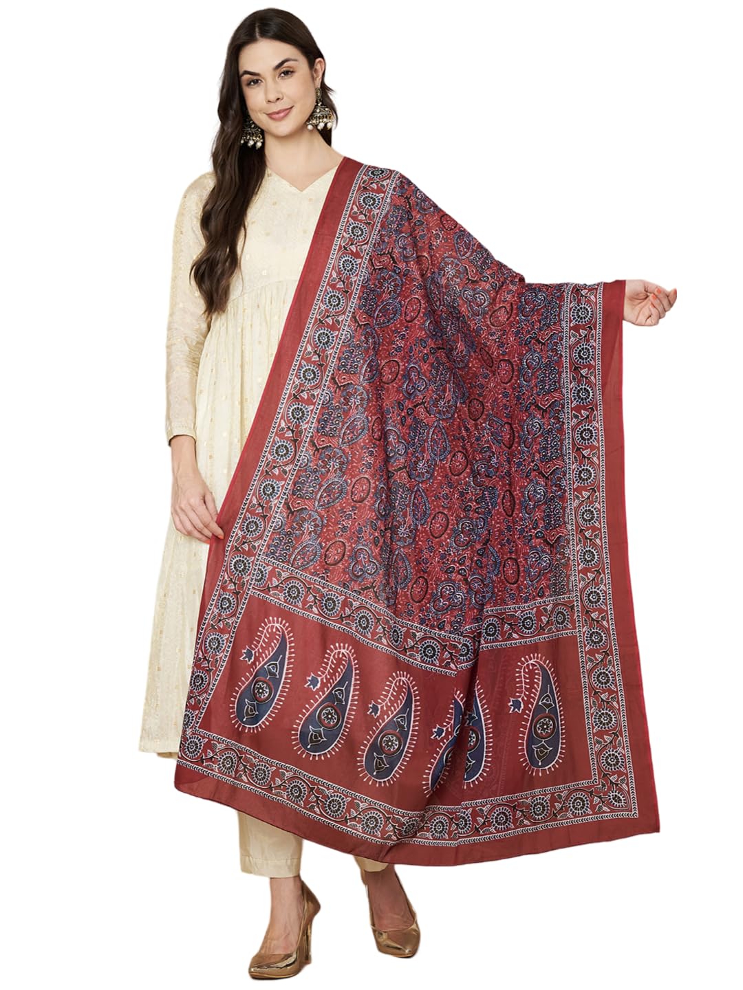 Jaipuri Block Print Cotton Dupatta For Women