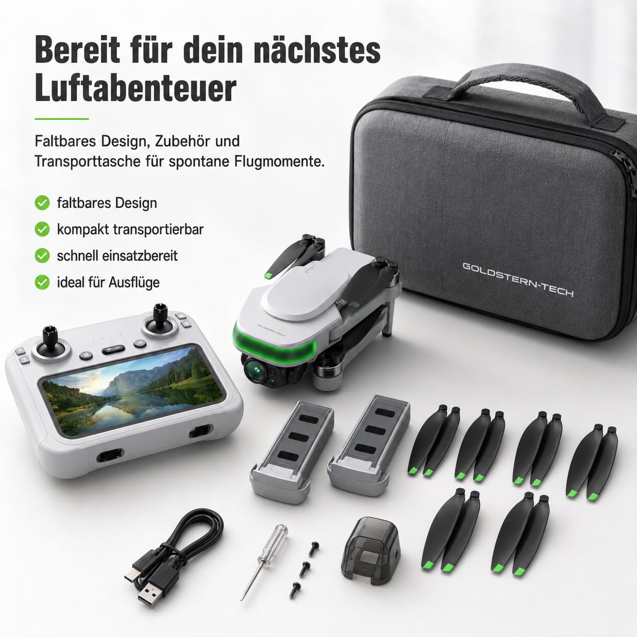 Kamera Drohne mit GPS und 8K Ultra HD, Follow Me, FPV Livebild, Auto Start & Landung, Gestensteuerung, Brushless Motoren, Faltbarer RC Quadrocopter