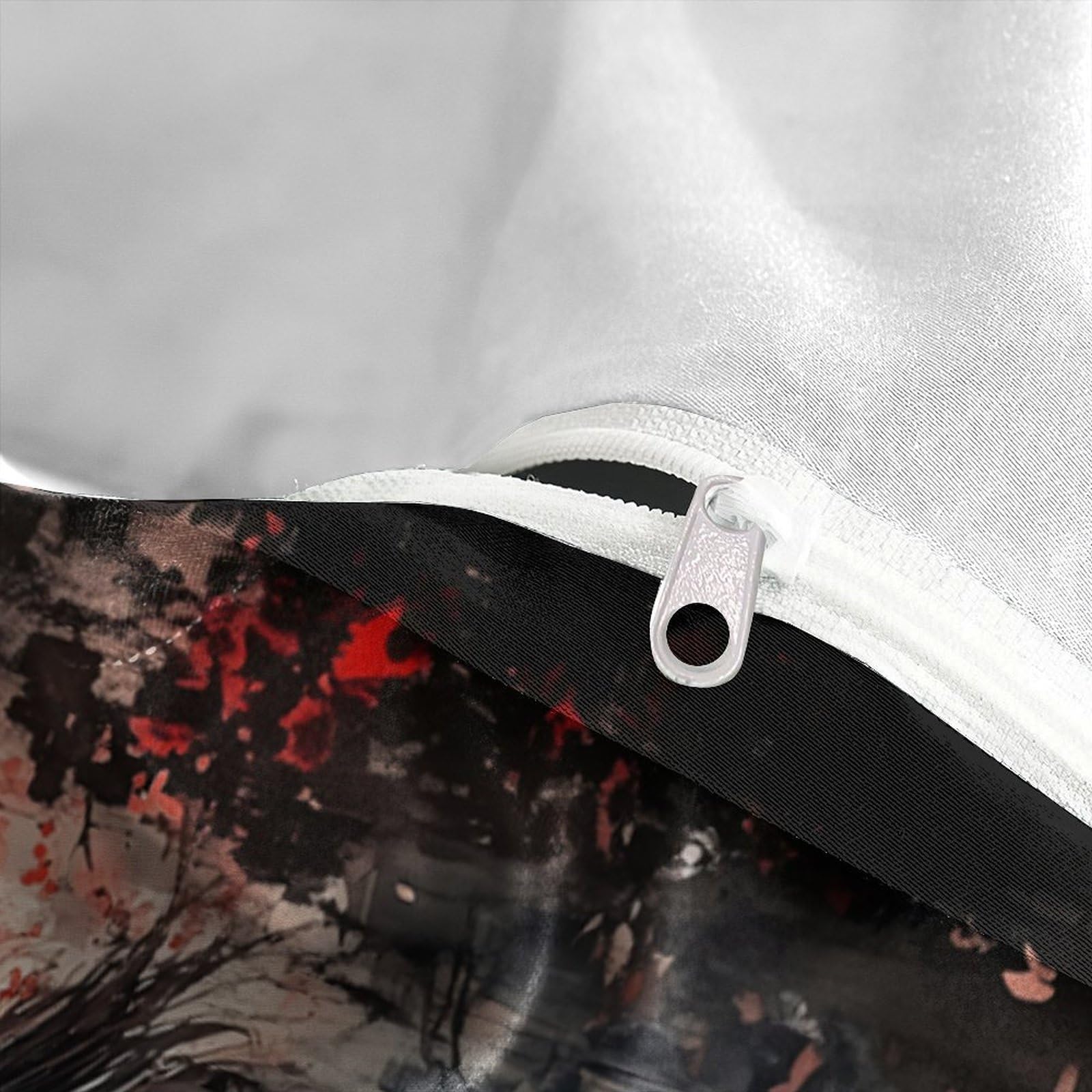 Samurai Krieger 3-teiliges Reines Polyester Japanische Tinte Malerei Stil Bettbezugset, Versteckter Reißverschluss, Für Kleinkinder, Babysicher & Gifffrei, Pflegeleicht King（220x240cm）