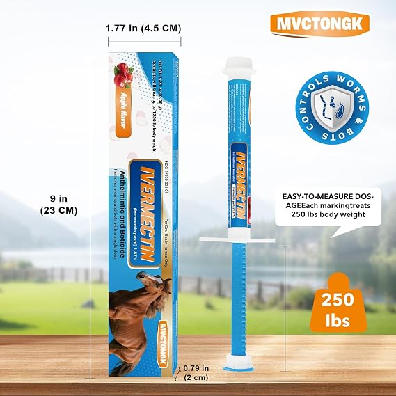 Ivermectin Paste 1.87% for Horses, Apple Flavor, 6.08g (3 Pack)