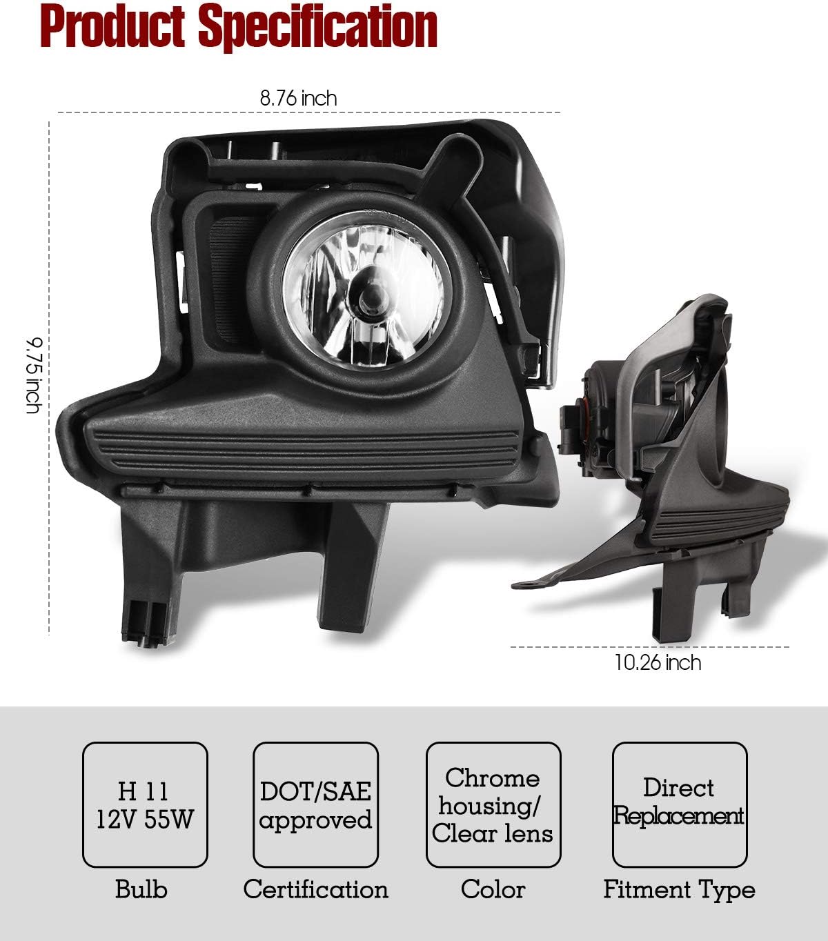 Fog Lights For Toyota Highlander 2014-2016 Fog Light Assembly 2PCS OEM Replacement Fog Lamps AUTOWIKI
