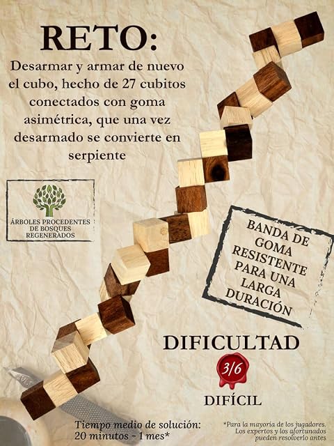 Foto 6 de 6 de Logica Juegos Art. Serpiente - Rompecabezas lógicas 3D - Dificultad 3/6 Difícil - Rompecabezas de Madera