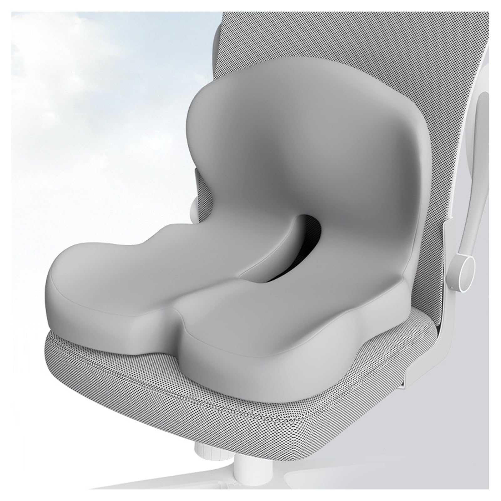 Poduszka na rwę kulszową z podparciem lędźwiowym Ergonomiczna poduszka do siedzenia Poduszka na krzesło Wnętrze Poduszka z pamięcią kształtu szara