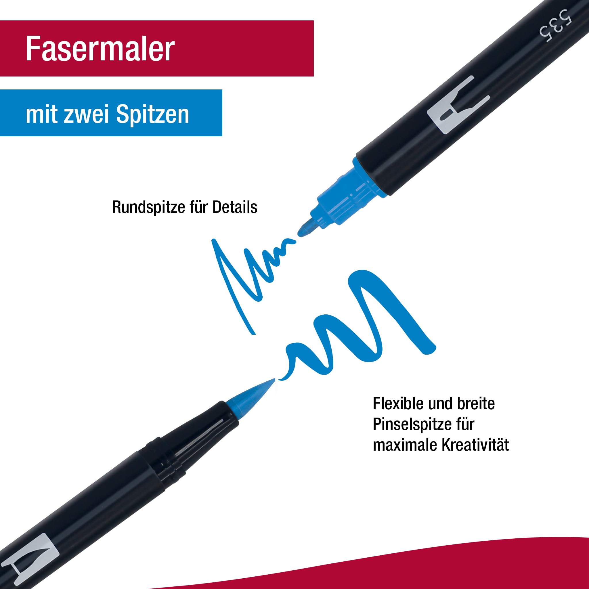 Tombow ABT-18P-1 Fasermaler Dual Brush Pen mit zwei Spitzen 18er Set, primärfarben