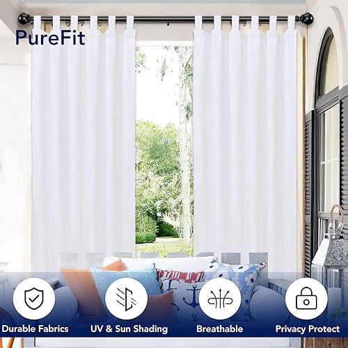 Miniatura 3 de PureFit Cortinas de exterior para patio desmontable, con pestañas adhesivas, impermeables, resistentes a la intemperie, a los rayos UV y a la