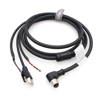 SZRMCC Livox Mid-360 Cable M12 Pin Female Aviation Plug 3 in 1 Splitter Data Sensor Cable for DJI Lidar Livox Mid-360 Mid-70 Avia Lidar (Right Angle 12 pin, 1m)