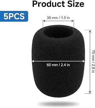 5PCS Thicken Microphone Covers, Reusable Foam Windscreen for KTV, Multi-Colour Microphone Case forHandheld-Mic, Condenser-Mic and All Various Microphones