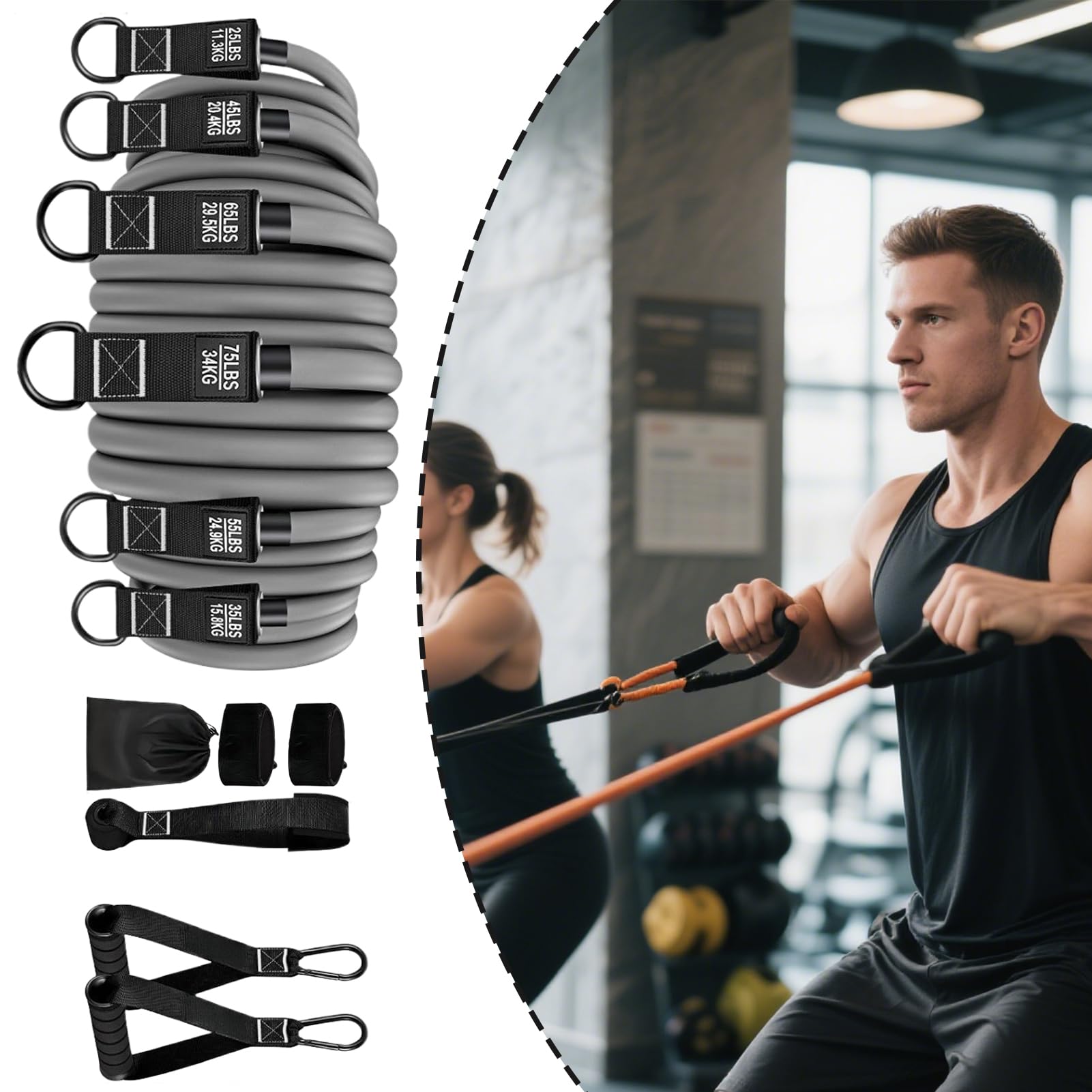 Widerstandsbänder, verstellbar, für Klimmzüge, Fitnessgeräte, rutschfest, robust, mit Knöchelriemen für Krafttraining, Stärkung der Muskulatur und der Hand