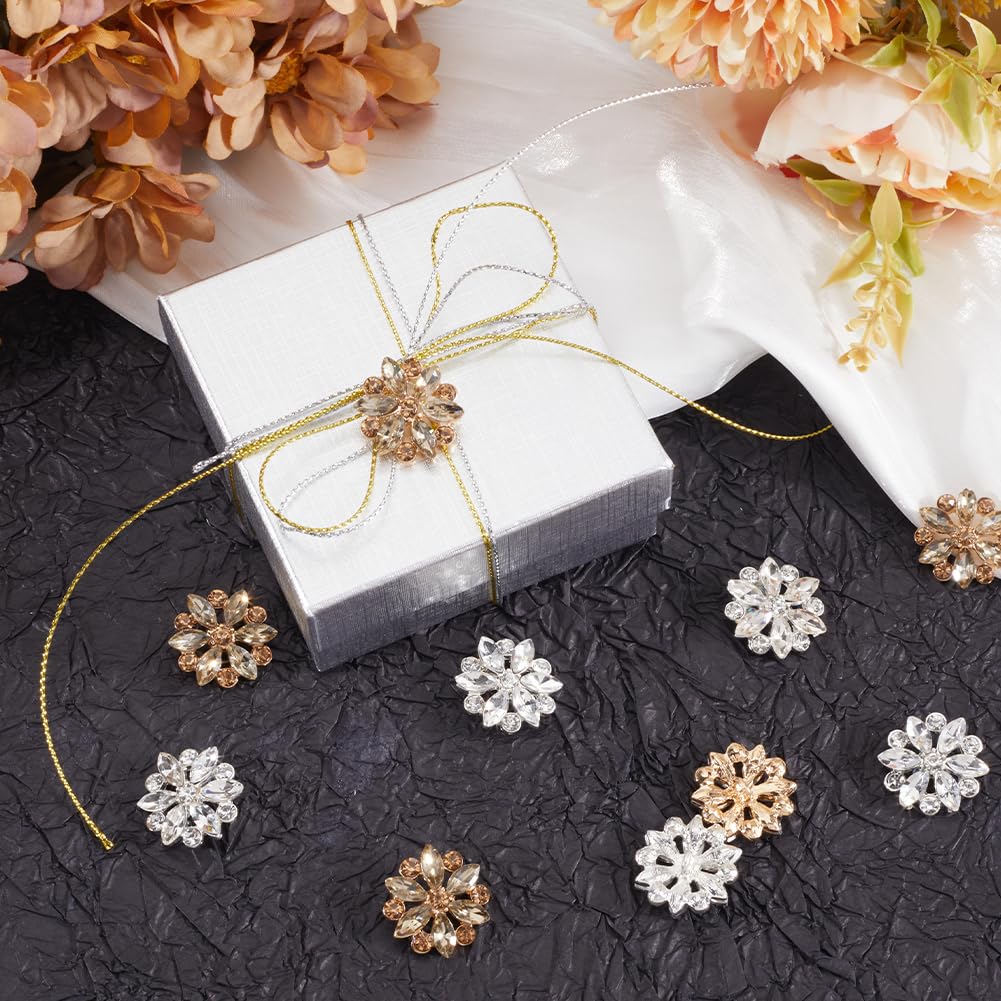 GORGECRAFT 16 Pz Decorazioni Con Strass Lucidi In Metallo Fiore Bottone