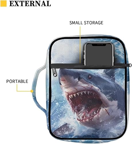 Miniatura 4 de Fundas de Biblia de tiburón 3D para mujeres y hombres, funda portátil de gran capacidad con cremallera, bolsas patrióticas para la Biblia,