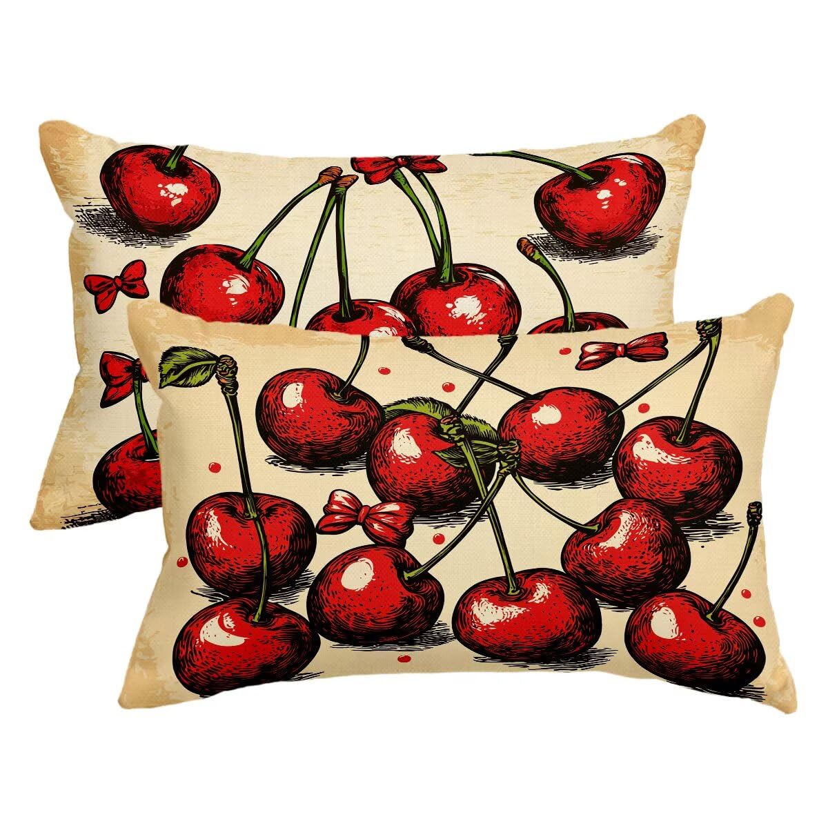 Housse de coussin 50x70 imperméable cerise lot de 2 jaunes en lin pour canapé