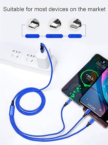 Miniatura 2 de Cable de carga múltiple de 10 pies, cable de carga múltiple universal 3 en 1 trenzado de nailon largo con IPtipo Cpuerto micro USB para