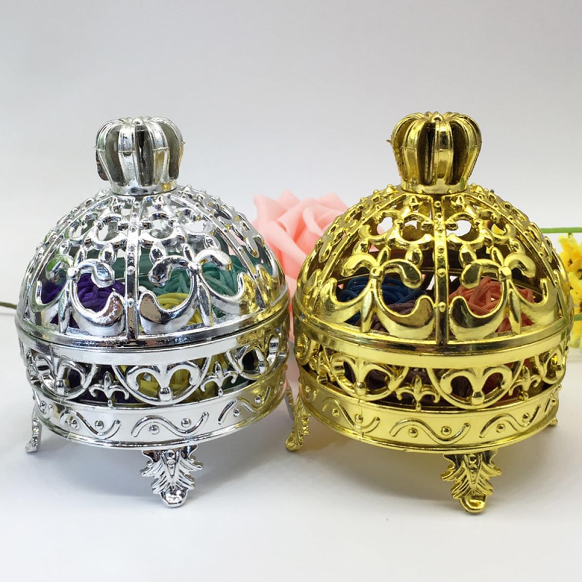FRCOLOR 5pcs round Crown Shape PP Candy Box for Birthday Wedding Party Xmas image 2