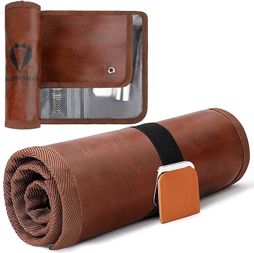 Neceser para hombres, regalos para padrinos de boda, neceser de viaje, neceser de cuero para higiene, kit de afeitado, regalos para hombres, Marrón,
