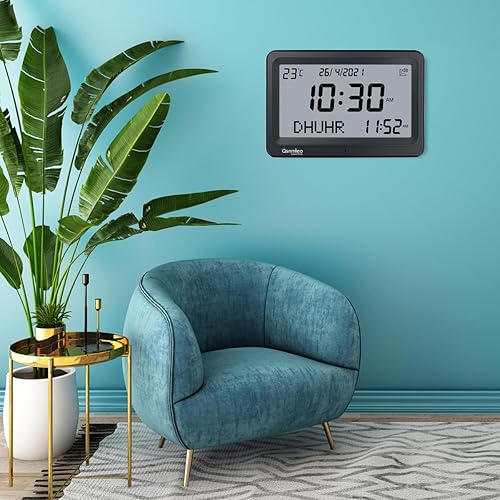 Vista 13 de Azan - Reloj de pared y escritorio islámico con 8 sonidos de oración Azan automático en todo el mundo Dorado