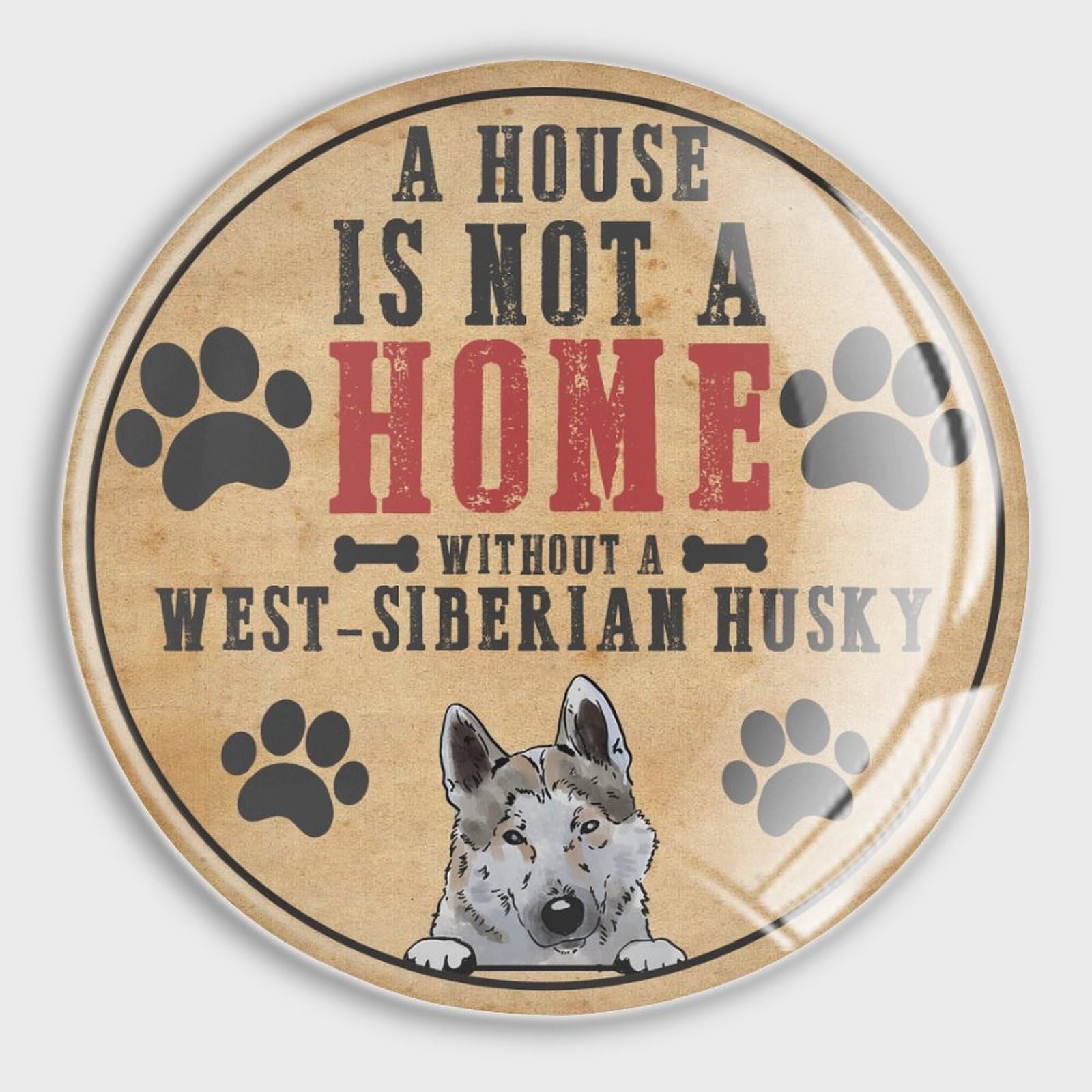 Aimants de réfrigérateur Husky en verre - Magnets décoratifs pour chien et maman - Lot de 4