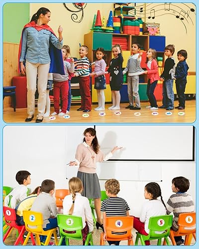 Miniatura 5 de PETCEE 36 calcomanías de confeti para el suelo del aula, 36 unidades, calcomanías de números de confeti para aula, jardín de infantes, preescolar,