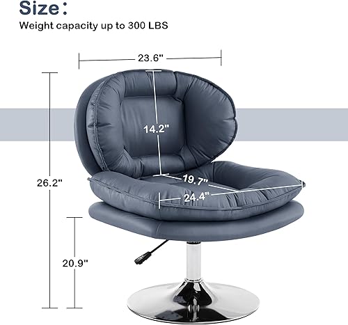 Miniatura 3 de MCombo - Silla giratoria con ajuste de altura, silla de escritorio tapizada para sala de estar y oficina 4846 (amarillo)