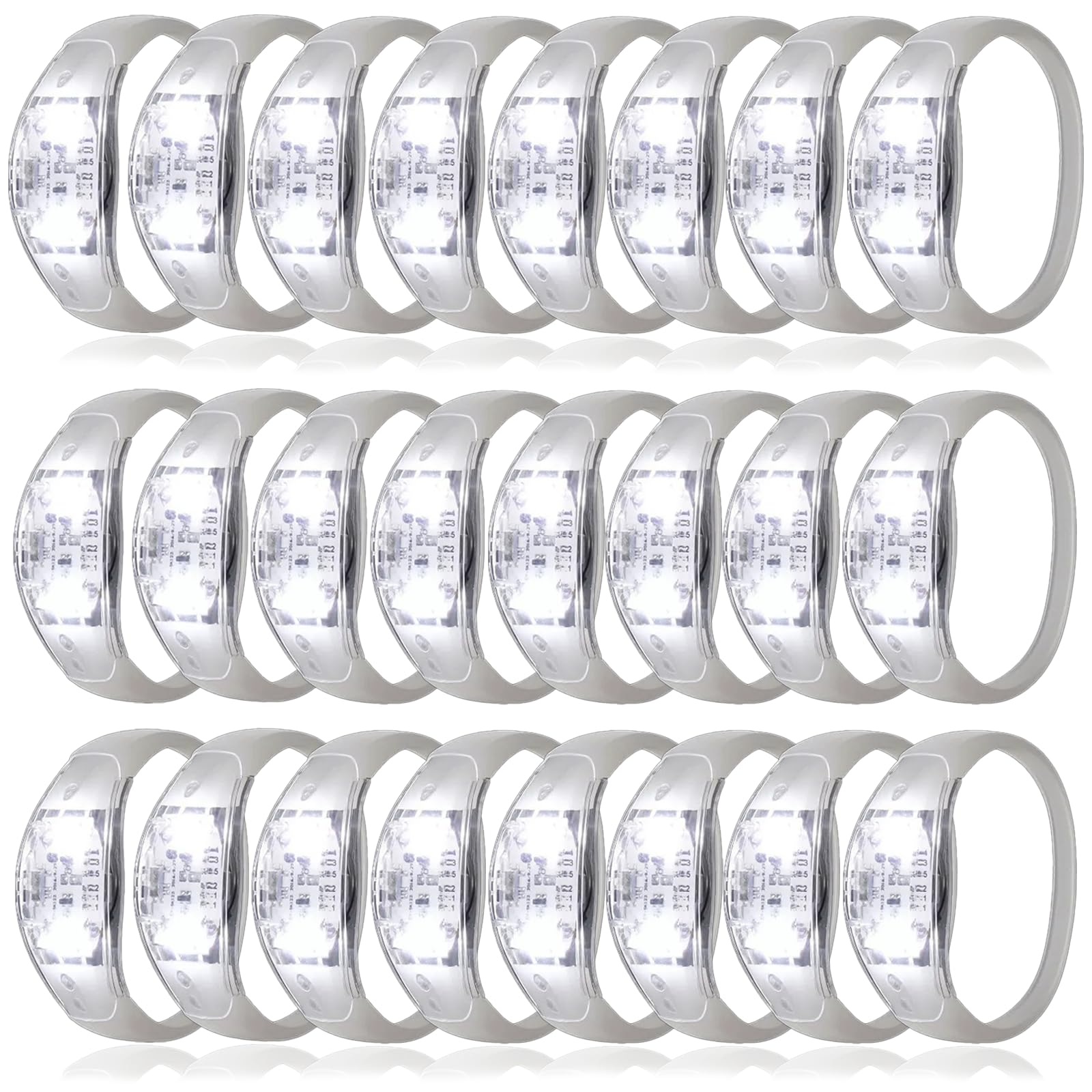 Dhseinat 24 Pcs LED Glow Bracelets Sound Activated Bracelet Glow Bracelets with Flashing LED Strobe for Wedding,Carnival,Concerts , Night Events, Rave