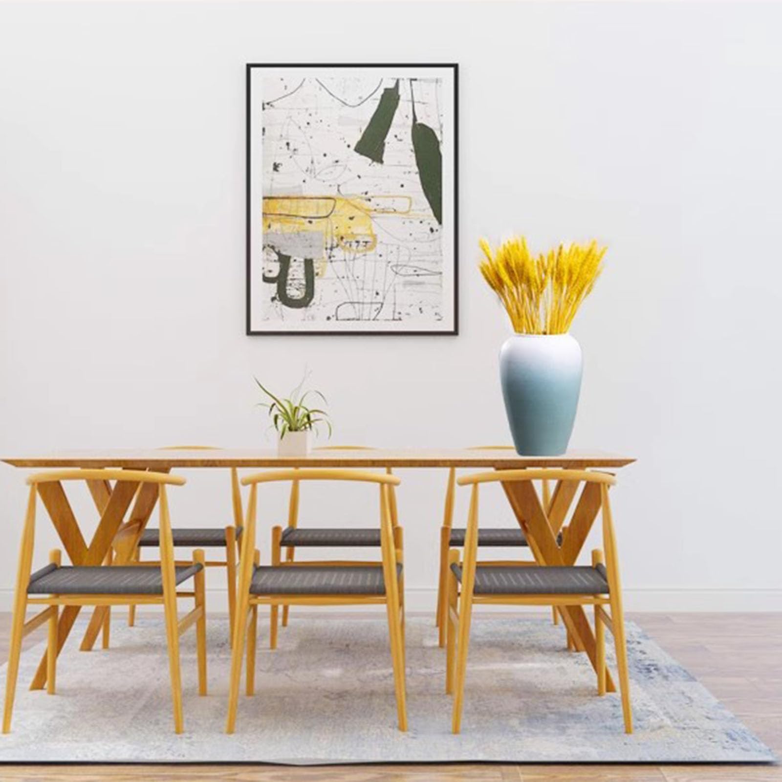 Jarrón de cerámica para flores secas, diseño moderno de boca ancha, acabado mate, perfecto para oficina, cafetería, hotel, decoración de centro de mesa de comedor