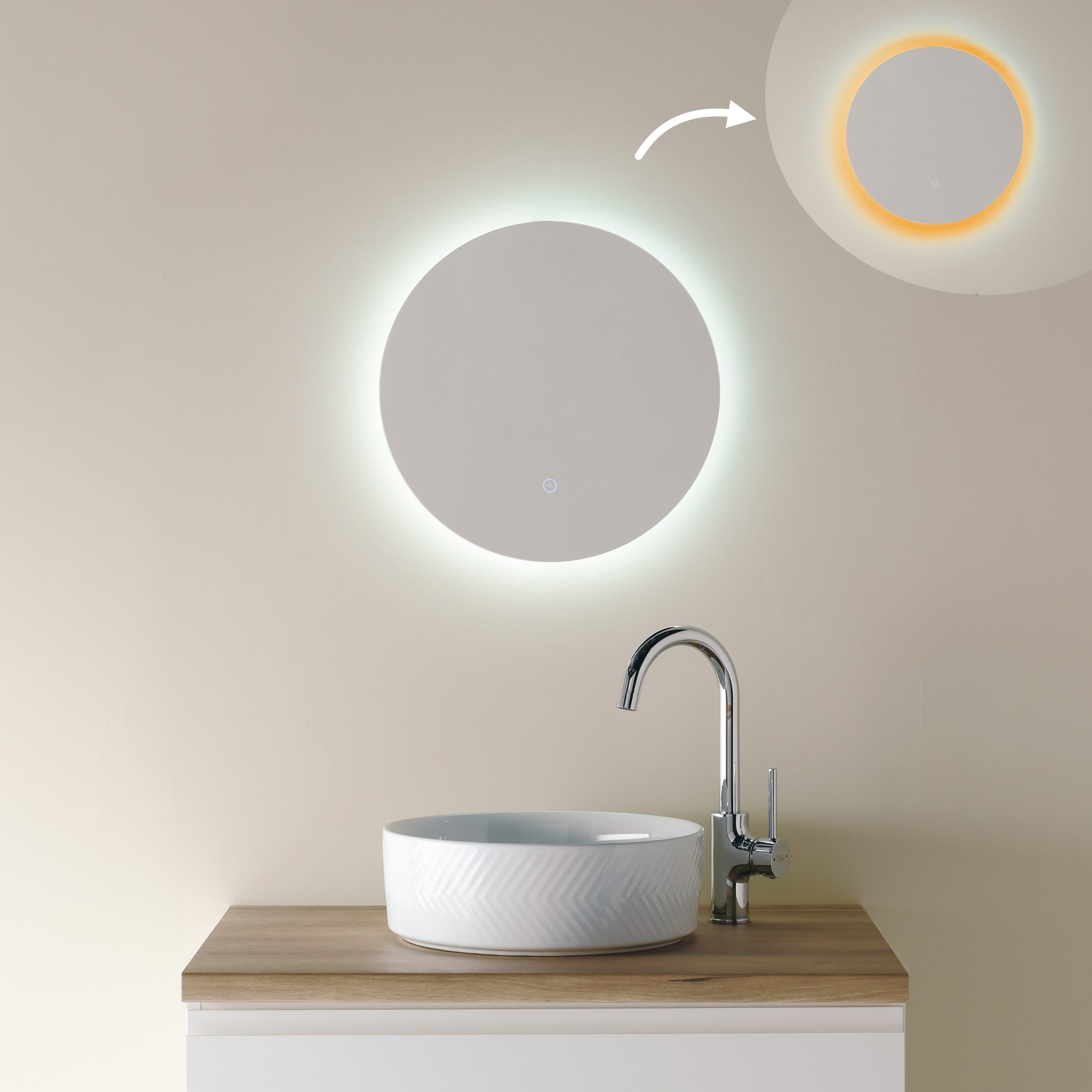 大人気❣️おしゃれミラー⭐️鏡 LED 壁掛け 照明付き 化粧鏡 洗面所 暖色 Amazon.co.jp: ミラー 鏡 LED 壁掛け 照明付き 化粧鏡 洗面所 洗面台